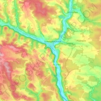 Mappa topografica Schmidmühlen, altitudine, rilievo