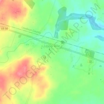 Mappa topografica Upperville, altitudine, rilievo