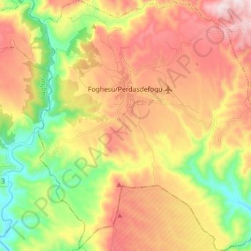 Mappa topografica Perdasdefogu, altitudine, rilievo