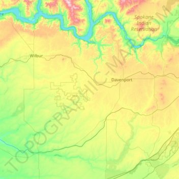 Mappa topografica Lincoln County, altitudine, rilievo