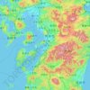 Mappa topografica 九州地方, altitudine, rilievo