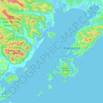 Mappa topografica Амурский залив, altitudine, rilievo