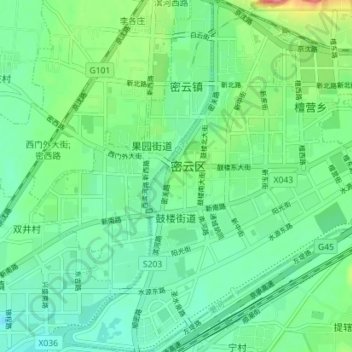 Mappa topografica 鼓楼街道, altitudine, rilievo