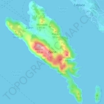 Mappa topografica Slarino, altitudine, rilievo