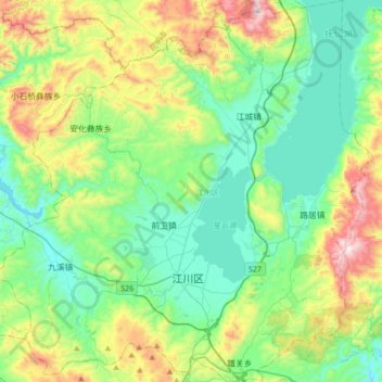 Mappa topografica 江川区, altitudine, rilievo