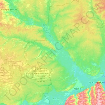 Mappa topografica Юринский район, altitudine, rilievo