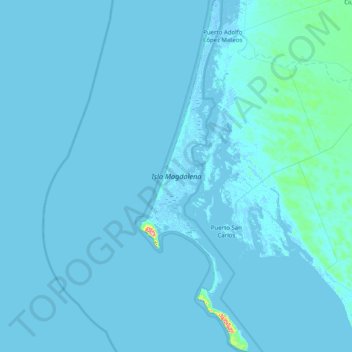 Mappa topografica Isla Magdalena, altitudine, rilievo