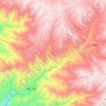 Mappa topografica Coris, altitudine, rilievo