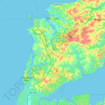 Mappa topografica São Luís, altitudine, rilievo