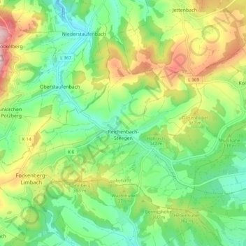 Mappa topografica Reichenbach-Steegen, altitudine, rilievo