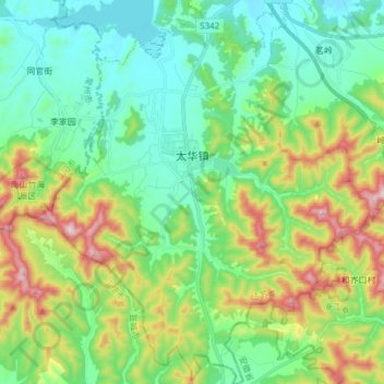 Mappa topografica 太华镇, altitudine, rilievo