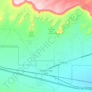 Mappa topografica Thoreau, altitudine, rilievo