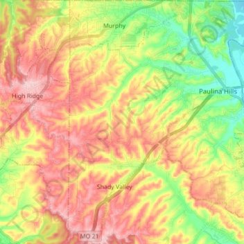 Mappa topografica Rock Township, altitudine, rilievo