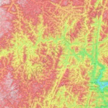 Mappa topografica Domingos Martins, altitudine, rilievo