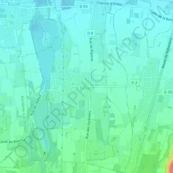 Mappa topografica Bours, altitudine, rilievo