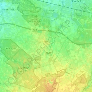 Mappa topografica Gilze, altitudine, rilievo