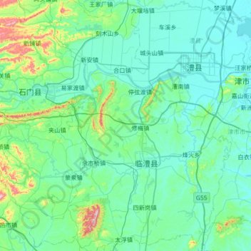 Mappa topografica 临澧县, altitudine, rilievo