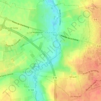 Mappa topografica Vaucelles, altitudine, rilievo