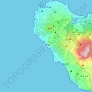 Mappa topografica Pantelleria, altitudine, rilievo