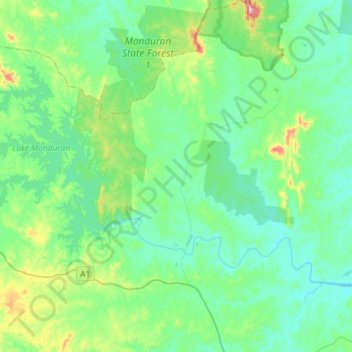 Mappa topografica Monduran, altitudine, rilievo
