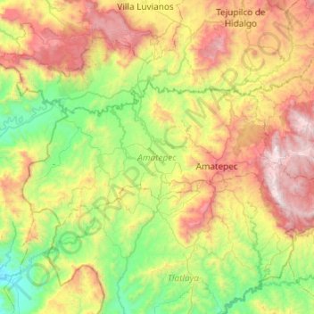 Mappa topografica Amatepec, altitudine, rilievo