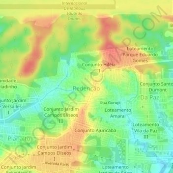 Mappa topografica Redenção, altitudine, rilievo