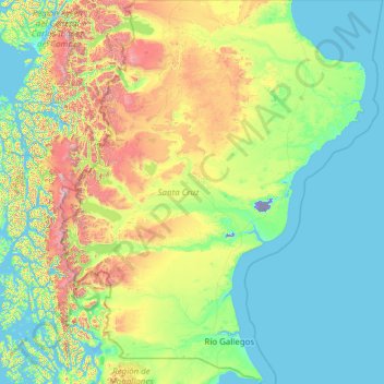 Mappa topografica Provincia di Santa Cruz, altitudine, rilievo