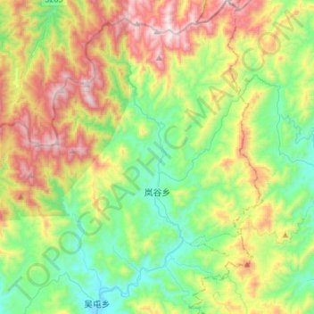 Mappa topografica 岚谷乡, altitudine, rilievo