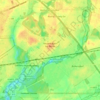 Mappa topografica Neuenhagen bei Berlin, altitudine, rilievo