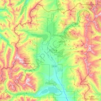 Mappa topografica Lake County, altitudine, rilievo