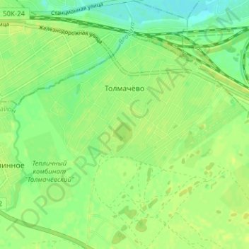 Mappa topografica Толмачёво, altitudine, rilievo