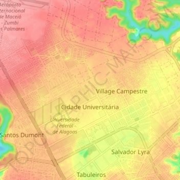 Mappa topografica Cidade Universitária, altitudine, rilievo