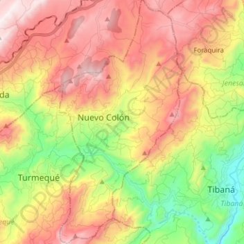 Mappa topografica Nuevo Colón, altitudine, rilievo