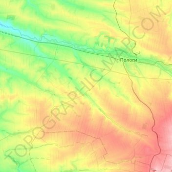 Mappa topografica Пологівська міська громада, altitudine, rilievo