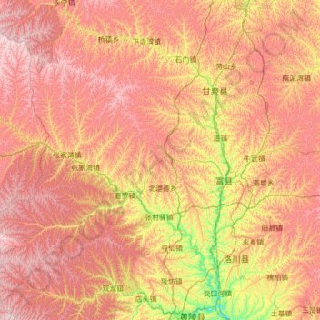 Mappa topografica 富县, altitudine, rilievo