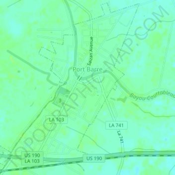 Mappa topografica Port Barre, altitudine, rilievo