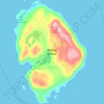 Mappa topografica Blakely Island, altitudine, rilievo