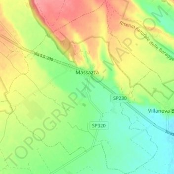 Mappa topografica Massazza, altitudine, rilievo