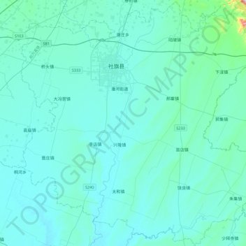 Mappa topografica 社旗县, altitudine, rilievo