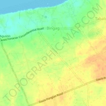 Mappa topografica Bingag, altitudine, rilievo