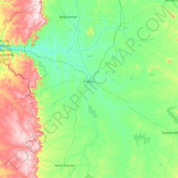 Mappa topografica Crateús, altitudine, rilievo