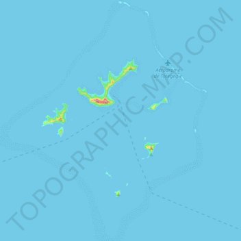 Mappa topografica Gambier Islands, altitudine, rilievo