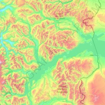 Mappa topografica Provincia de General Carrera, altitudine, rilievo