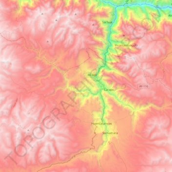 Mappa topografica Santiago de Lucanamarca, altitudine, rilievo