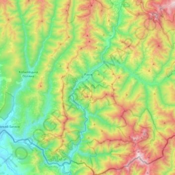 Mappa topografica Рахівська міська громада, altitudine, rilievo