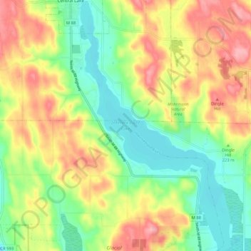 Mappa topografica Intermediate lake, altitudine, rilievo