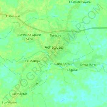 Mappa topografica Achaguas, altitudine, rilievo
