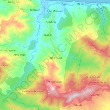 Mappa topografica Aït Chafâa, altitudine, rilievo