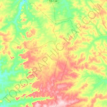 Mappa topografica Angico, altitudine, rilievo