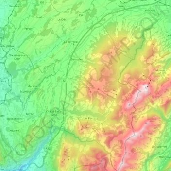 Mappa topografica District de la Veveyse, altitudine, rilievo